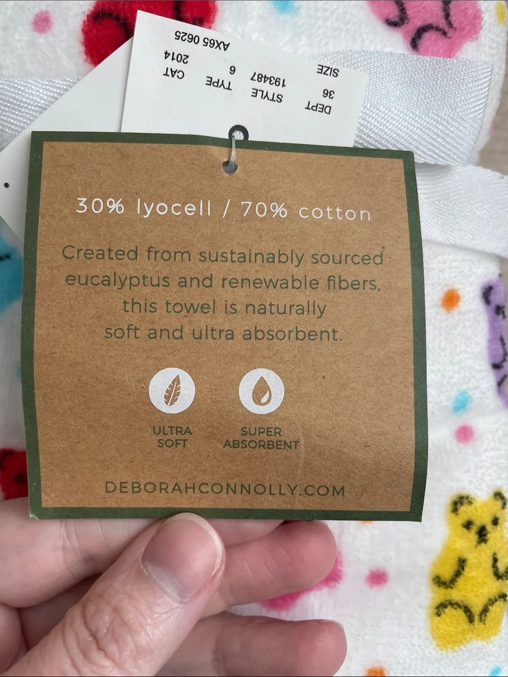 NWT Deborah Connolly Designs Gummy Bear Hand Towels